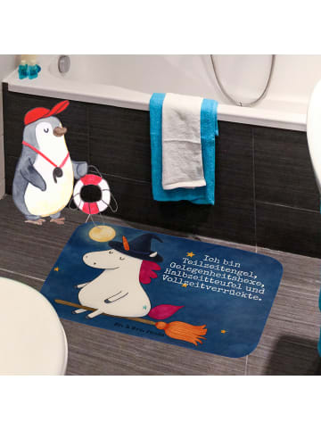 Mr. & Mrs. Panda Badteppich Einhorn Hexe Design mit Spruch in Weiß