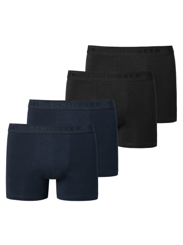 Schiesser Boxershort 4er Pack in Schwarz/Dunkelblau