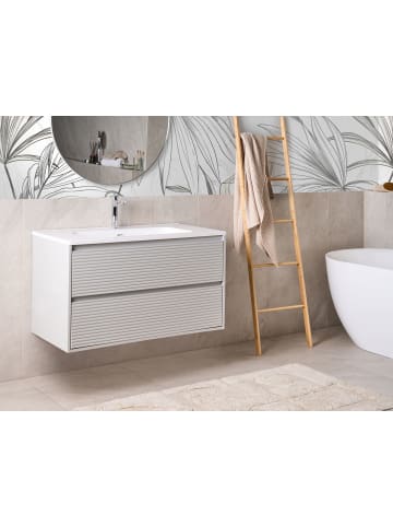 Beliani 2-tlg Badezimmerschrank BAHIA in Grau/Weiß