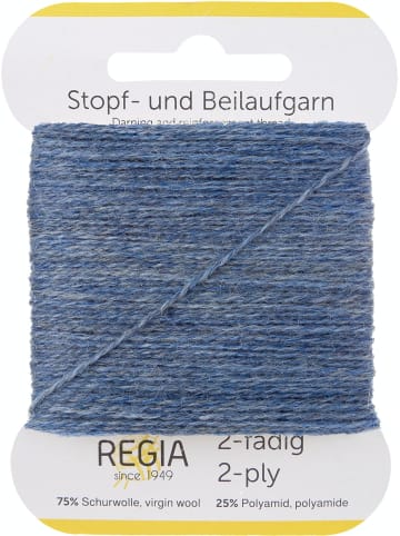 Regia Handstrickgarne 2-fädig Uni, 5g in Graublau Meliert