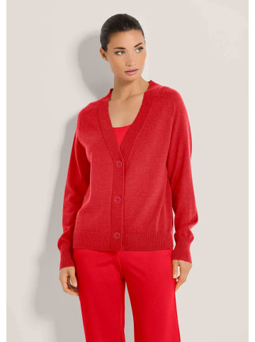 MADELEINE Kurze Sommerstrick-Jacke, V-Ausschnitt in rot