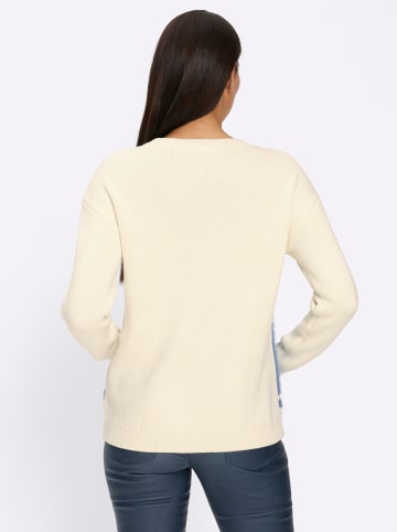 Heine Pullover in mittelblau-champagner-gemustert