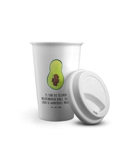 Mr. & Mrs. Panda To Go Becher Avocado Kern mit Spruch in Weiß