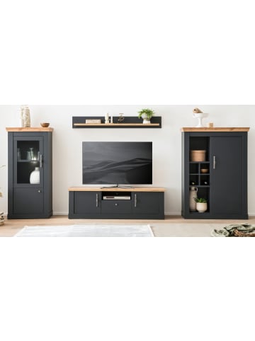 Furn.Design Wohnwand 4-teilig grau, Eiche Wotan, Landhaus 357 cm, Kombination mit Soft-Close