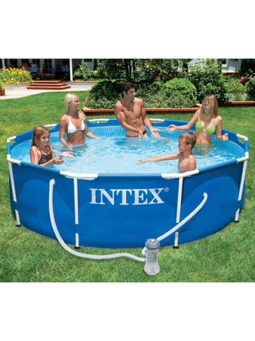 Intex Metal Frame Pool, 366x76cm inkl. Filterpumpe in blau