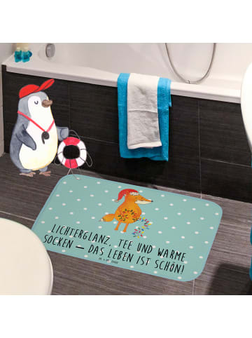 Mr. & Mrs. Panda Badteppich Fuchs Weihnachten mit Spruch in Türkis Pastell