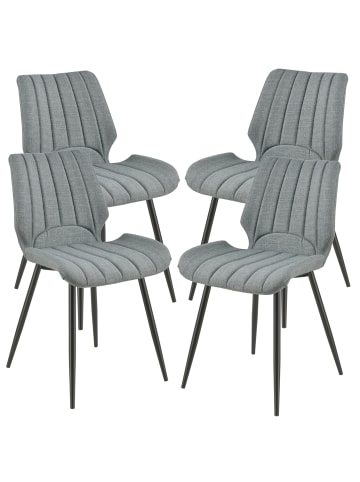 en.casa 4er-Set Esszimmerstuhl Mendoza in Grau (H)77cm (B)57.5cm (T)46cm