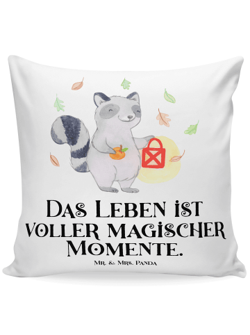 Mr. & Mrs. Panda 40x40 Kissen Waschbär Laterne mit Spruch in Weiß