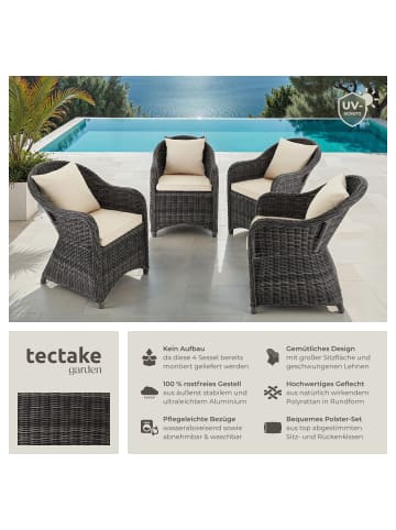 tectake 4er Set Aluminium Rattansessel