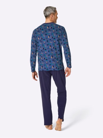 WITT WEIDEN Schlafanzug in marine-jeansblau-bedruckt
