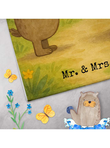 Mr. & Mrs. Panda Handtuch Bären mit Hut Design ohne Spruch in Weiß