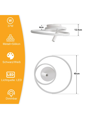 ZMH Deckenleuchte LED rund in weiß mit 1-flammige Spot dimmbar Modern L 40cm