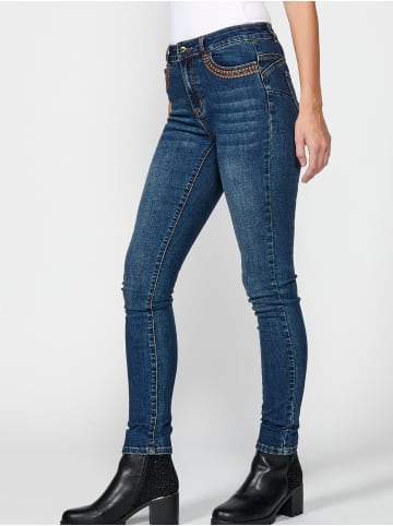 KOROSHI LANGE JEANS SCHMALE HOSE in blau
