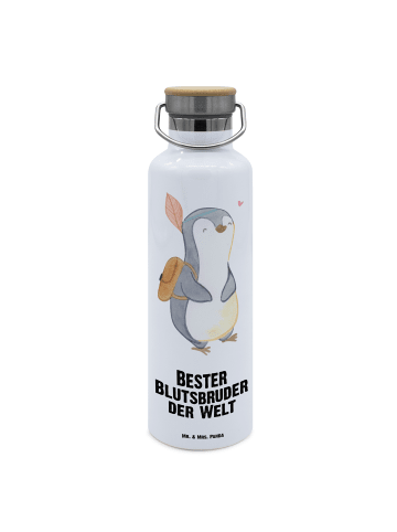 Mr. & Mrs. Panda Wasserflasche Pinguin Bester Blutsbruder der We... in Weiß