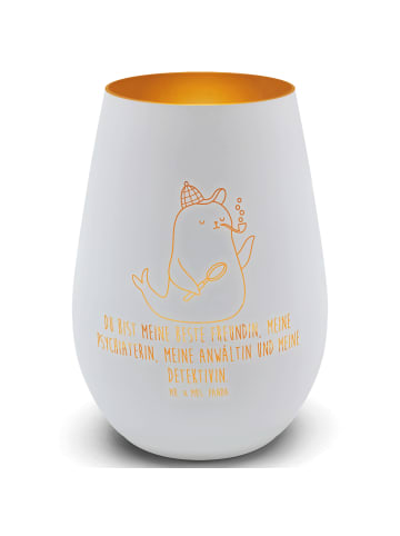 Mr. & Mrs. Panda Windlicht Robbe Sherlock mit Spruch in Weiß