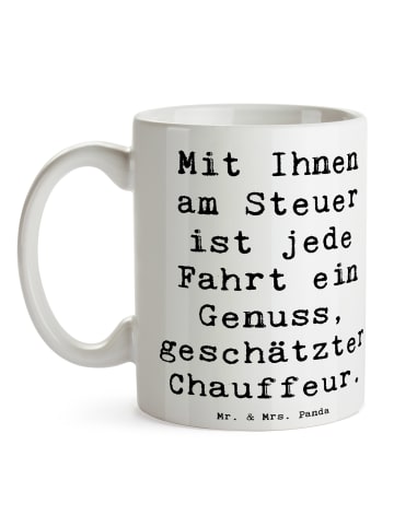 Mr. & Mrs. Panda Teetasse Spruch Chauffeur Genussfahrt mit Spruch in Weiß
