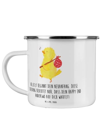Mr. & Mrs. Panda Camping Emaille Tasse Neuanfang Scheidung mit S... in Weiß