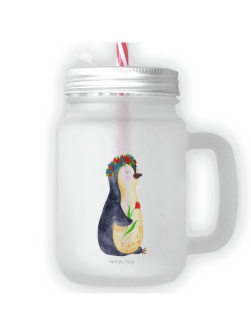 Mr. & Mrs. Panda Blümchentailglas Pinguin Blumen ohne Spruch in Transparent