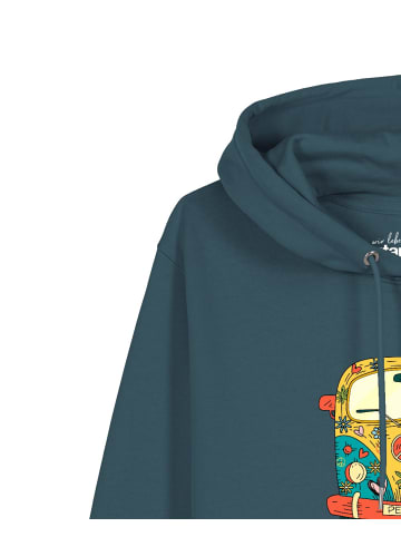 wat? Apparel Sweatshirt Hippies Bus in Petrol