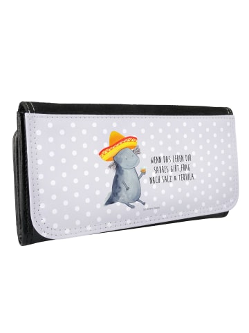 Mr. & Mrs. Panda Damen Portemonnaie Axolotl Tequila mit Spruch in Grau Pastell