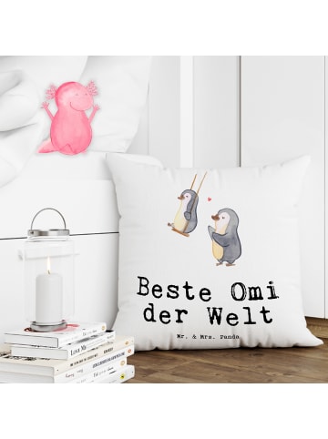 Mr. & Mrs. Panda 40x40 Kissen Pinguin Beste Omi der Welt mit Spruch in Weiß