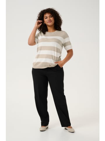 KAFFE curve Strickpullover KClizzy in Chalk/Feather Grey Bold Stripe
