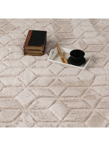 KADIMA DESIGN Hochflor Teppich waschbar Unifarben Struktur Schlafzimmer in Beige