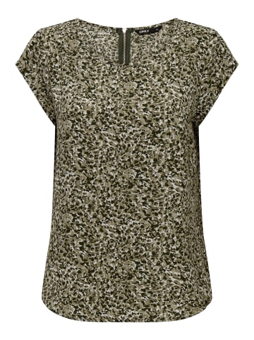 ONLY Print Kurzarm Bluse ONLVIC in Khaki-Braun