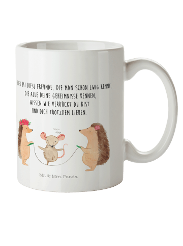 Mr. & Mrs. Panda Mehrwegbecher Igel Seilhüpfen mit Spruch in Weiß