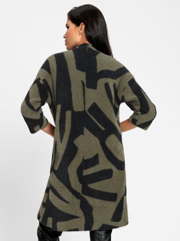 Heine Strickmantel in oliv-schwarz-gemustert