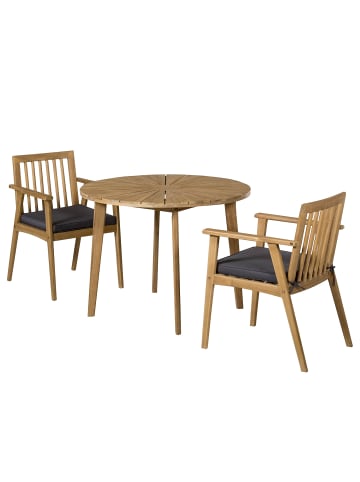 home24 Gartenessgruppe FYLKE 3-teilig in Grau / Braun