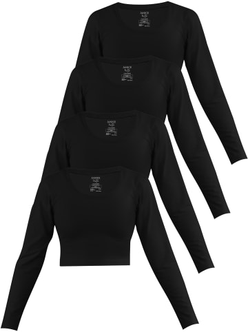 Janice 4 x Damen crop Langarmshirt Nerja in Schwarz