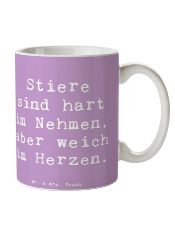 Mr. & Mrs. Panda Keramtiktasse Spruch Stier Herz mit Spruch in Lavendeltraum