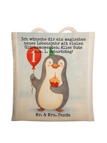 Mr. & Mrs. Panda Tragetasche 1. Geburtstag Pinguin Luftballon De... in Weiß