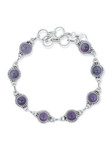 mantraroma 925er Silber - Armbänder (L) 20,5 cm mit Amethyst