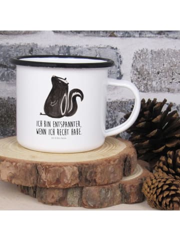 Mr. & Mrs. Panda Haferl Stinktier Sitzen mit Spruch in Weiß