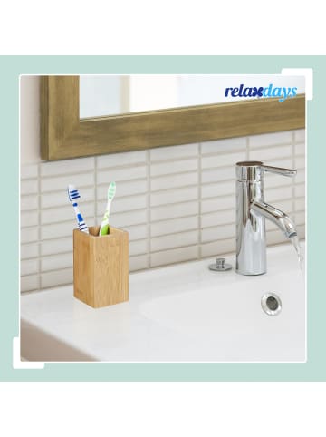 relaxdays 2x Zahnputzbecher in Natur