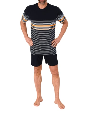 NORMANN kurzarm Schlafanzug Shorty Streifen in orange