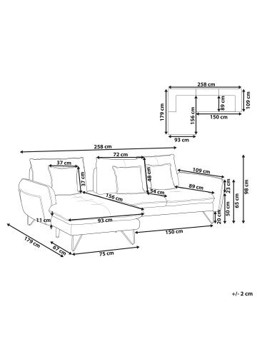 Beliani 4-tlg Ecksofa SERSAN in Beige/Schwarz rechtsseitig