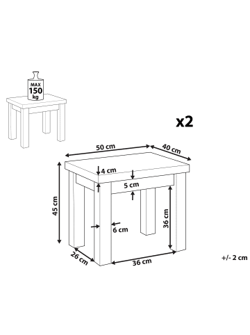 Beliani 2er-Set Hocker OSTUNI in Grau/Braun