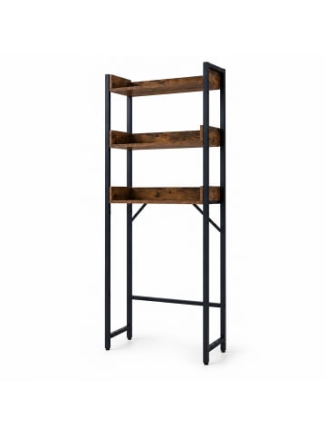relaxdays Waschmaschinenschrank in Braun/ Schwarz - (B)63 x (H)166 x (T)25 cm