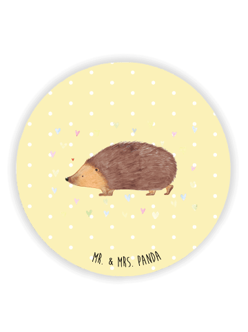 Mr. & Mrs. Panda Rund Magnet Igel Herzen ohne Spruch in Gelb Pastell