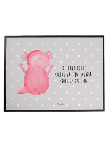 Mr. & Mrs. Panda Schreibunterlage Axolotl Hurra mit Spruch in Grau Pastell