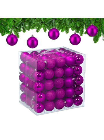 relaxdays 100-tlg. Weihnachtskugeln Set in Pink