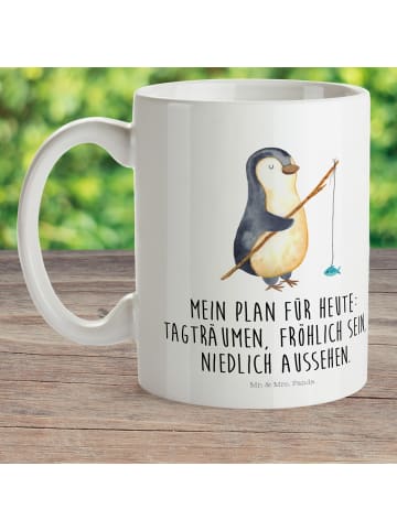 Mr. & Mrs. Panda Trinkbecher Pinguin Angler mit Spruch in Weiß