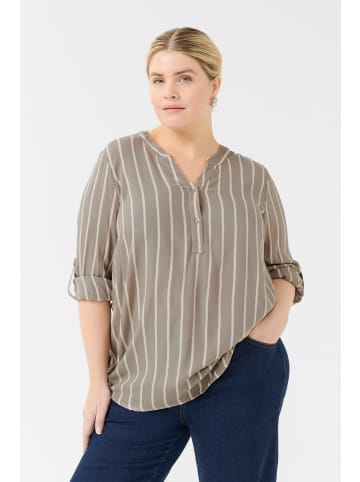 KAFFE curve Langarm-Bluse KCsida in Elephant Skin / Beige Stripe