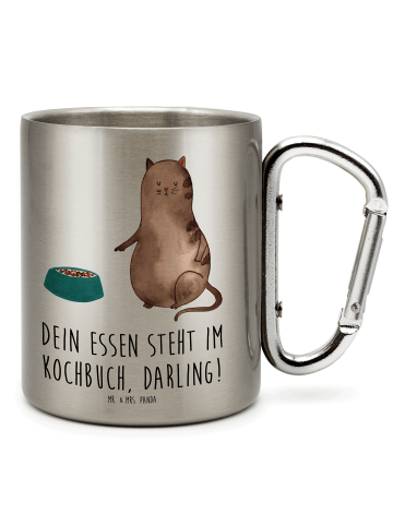Mr. & Mrs. Panda Campingtasse Katze Fressen mit Spruch in Silber