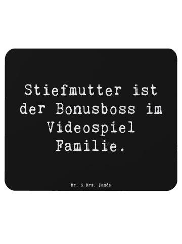 Mr. & Mrs. Panda Mauspad Stiefmutter Bonusboss mit Spruch in Schwarz