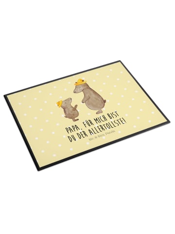 Mr. & Mrs. Panda tischpad Bären mit Hut mit Spruch in Gelb Pastell