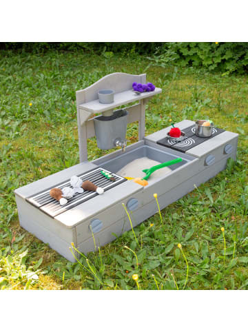 roba 2in1 Balkonsandkasten & Matschküche - FSC®-zertifiziert - Inkl. Zubehör - Grau